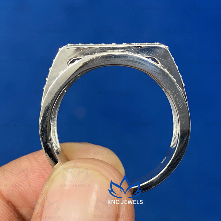 Lab Grown Diamond Mens Ring: 925 Silver Wedding Band