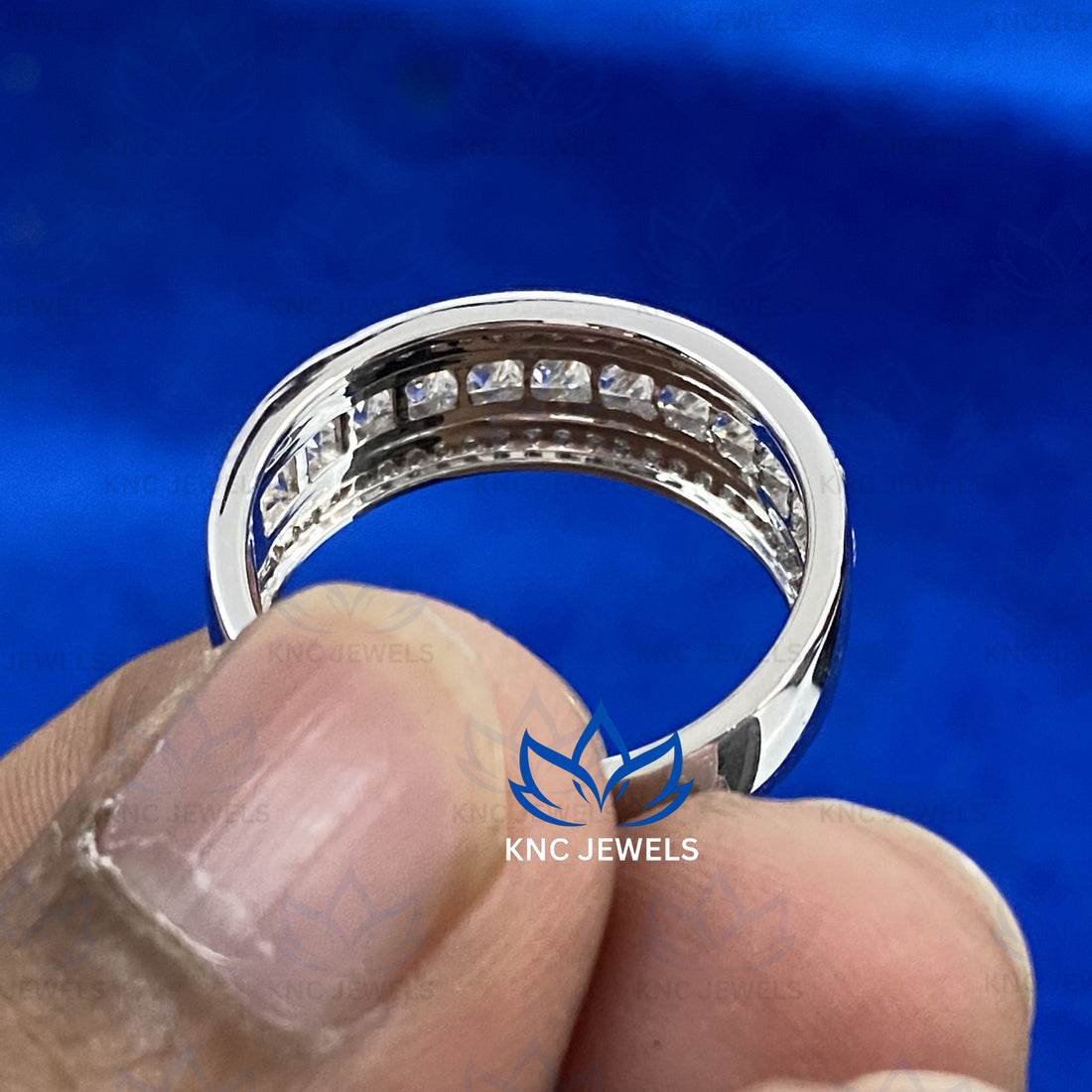 Princess Cut Lab Grown Diamond Eternity Band | Three Row Wedding Ring 2.30 CTW | CVD Diamond | Stackable Bridal Anniversary Band Gift