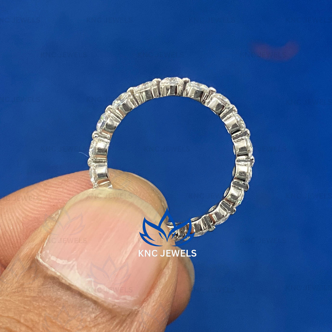Lab Grown Diamond Full Eternity Wedding Band, 14K White Gold