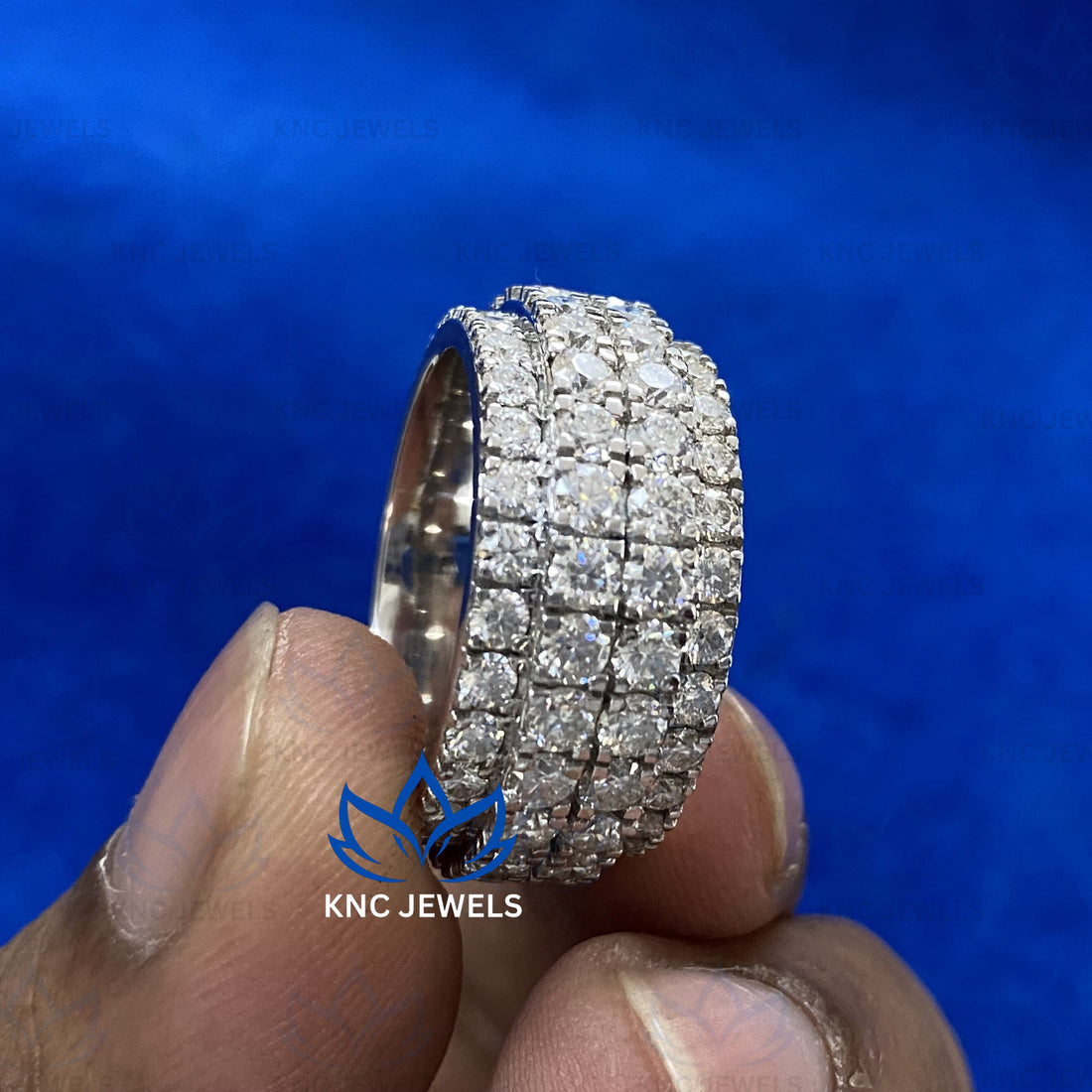 Round Cut VVS1 Moissanite Eternity Band | Sterling Silver Iced Out Hip Hop Ring | D Color 9ctw | Mens Womens Wedding Ring