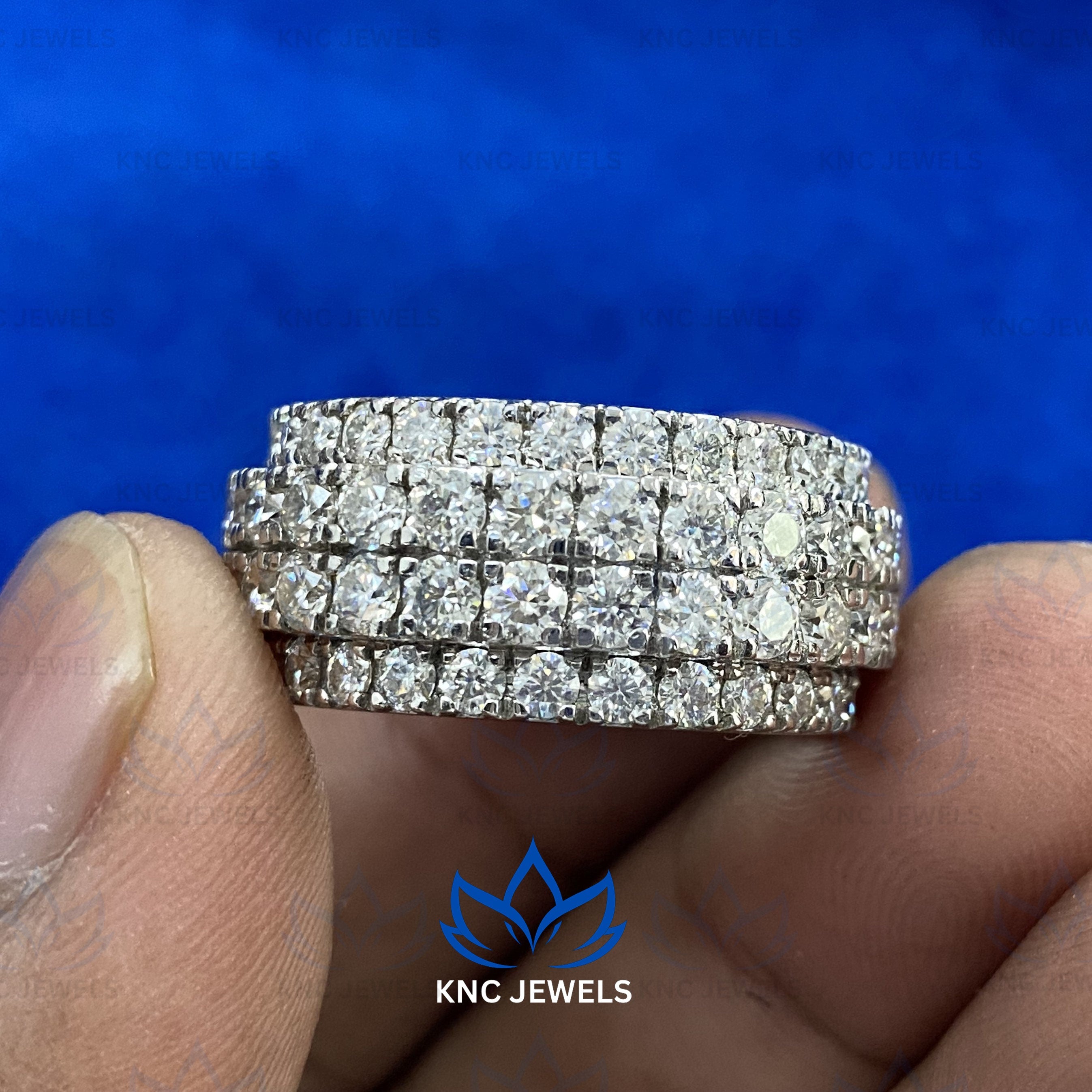 Round Cut VVS1 Moissanite Eternity Band | Sterling Silver Iced Out Hip Hop Ring | D Color 9ctw | Mens Womens Wedding Ring