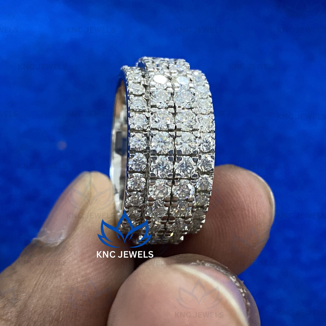 Round Cut VVS1 Moissanite Eternity Band | Sterling Silver Iced Out Hip Hop Ring | D Color 9ctw | Mens Womens Wedding Ring