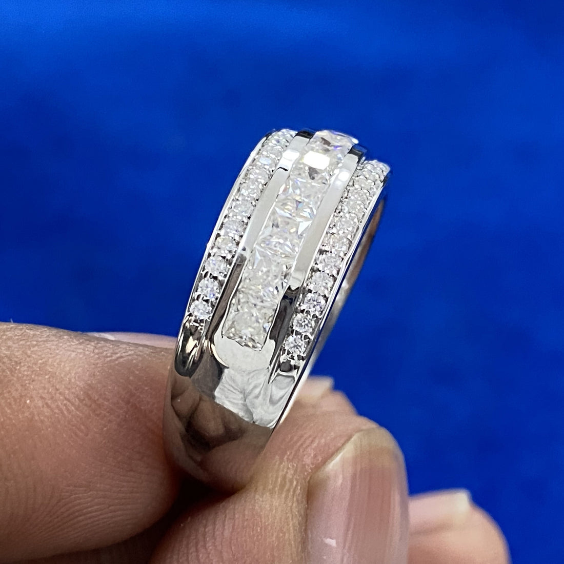 Princess Cut Lab Grown Diamond Eternity Band | Three Row Wedding Ring 2.30 CTW | CVD Diamond | Stackable Bridal Anniversary Band Gift