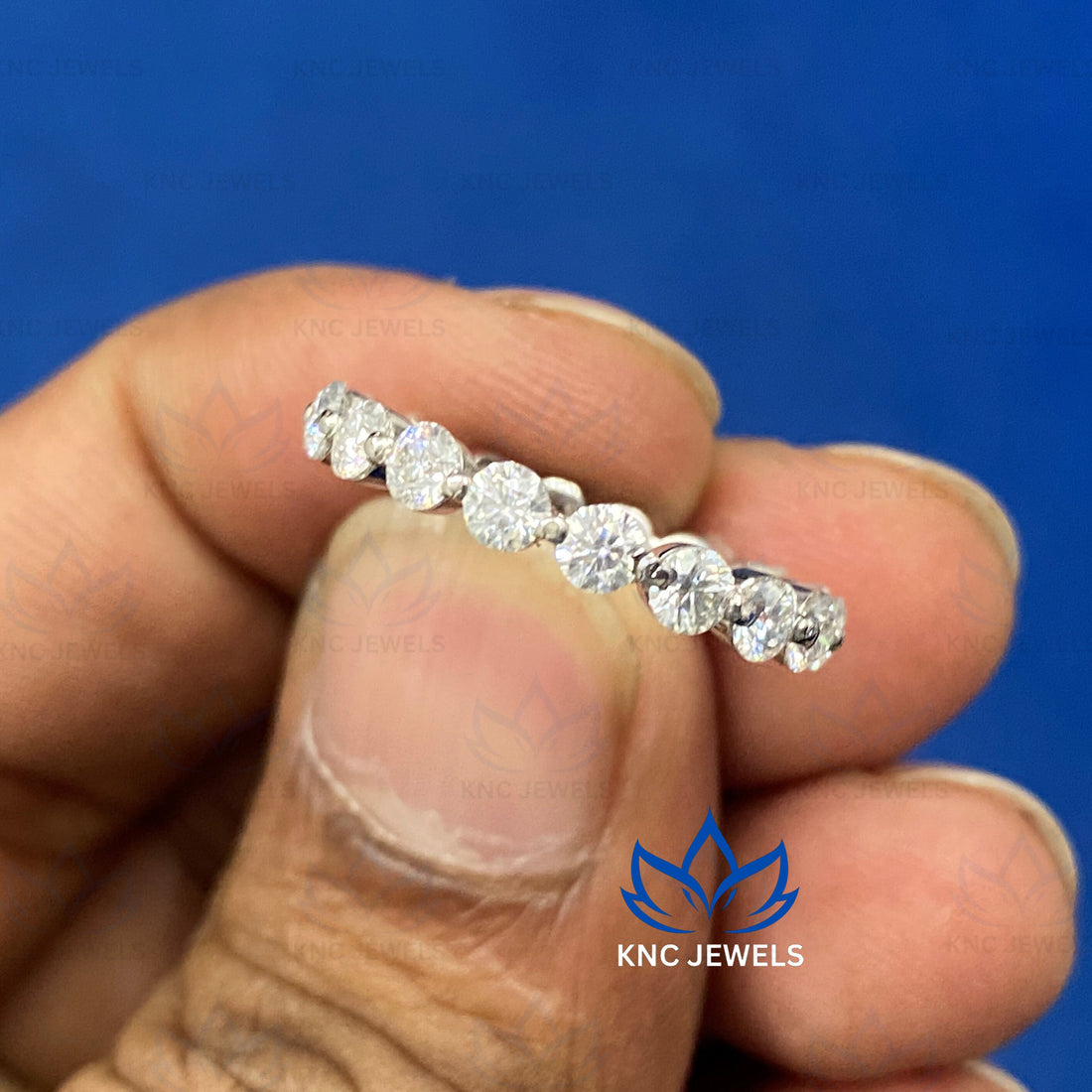 Lab Grown Diamond Full Eternity Wedding Band, 14K White Gold
