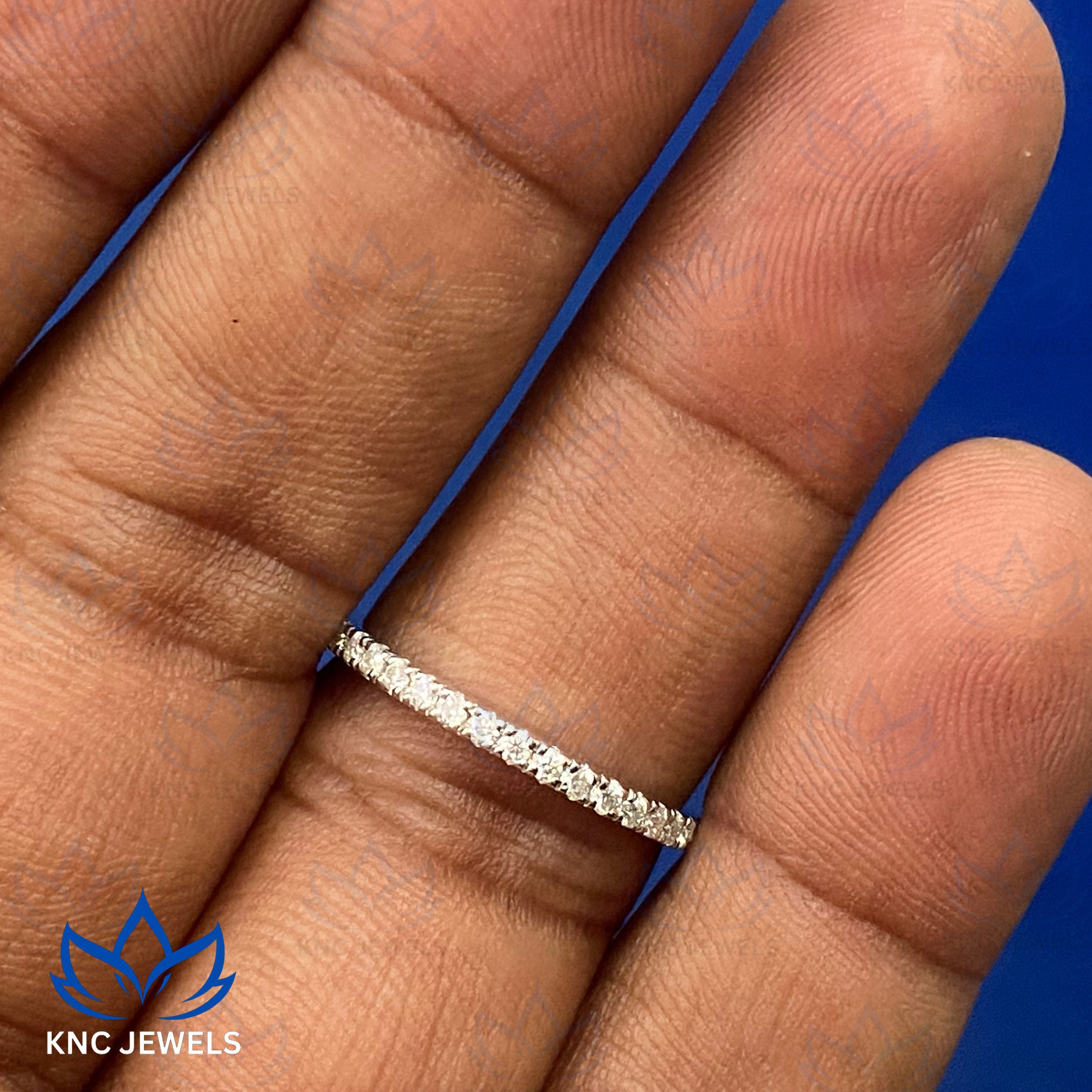 14K Gold Lab-Grown Diamond Wedding Band: Half Eternity Ring