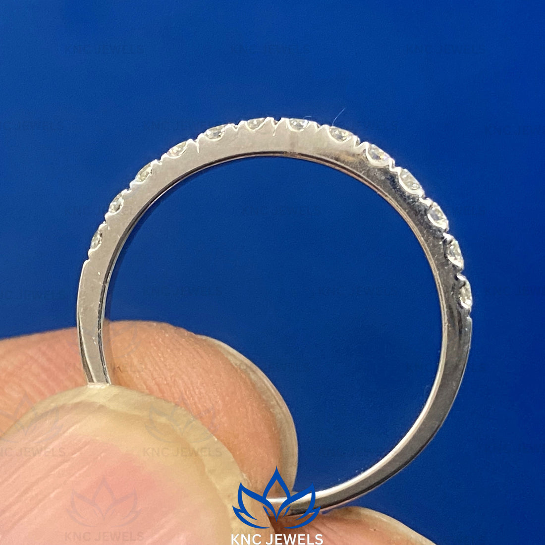 14K White Gold Lab-Grown Diamond Wedding Band: Full Eternity Stacking Ring