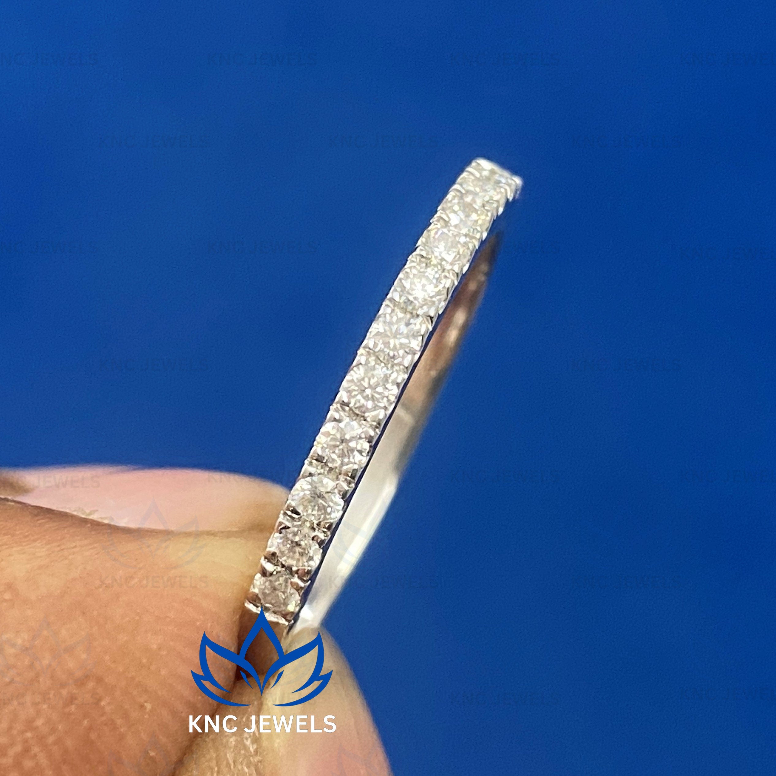 Lab Grown Diamond Eternity Band Ring | 14K Gold Wedding Band | Half Eternity Bridal Ring | Anniversary Gift for Her Diamond Stackable Ring
