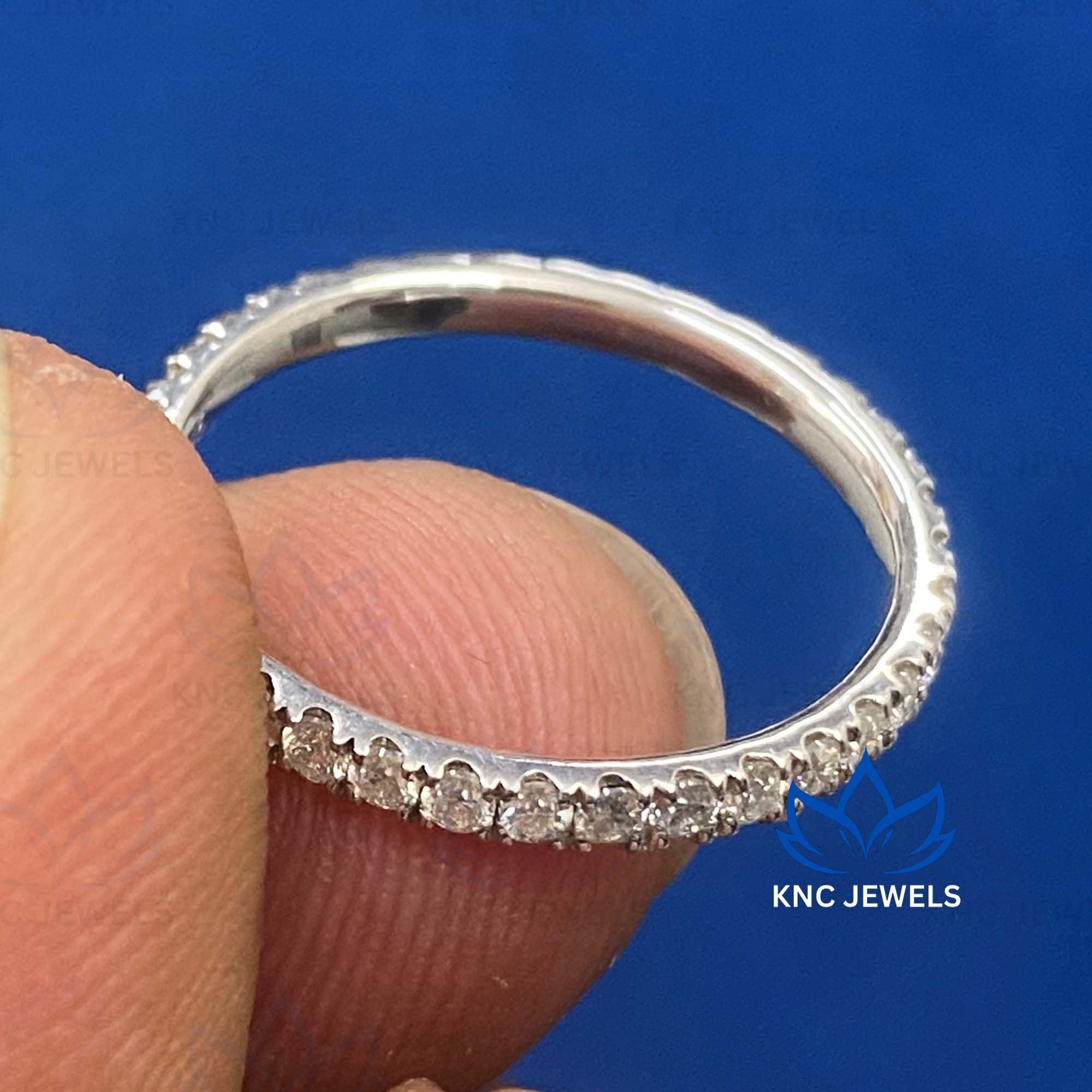 Round Lab Grown Diamond Wedding Band: 14K White Gold Eternity Ring