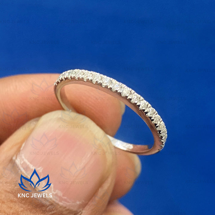 14K Gold Lab-Grown Diamond Wedding Band: Half Eternity Ring