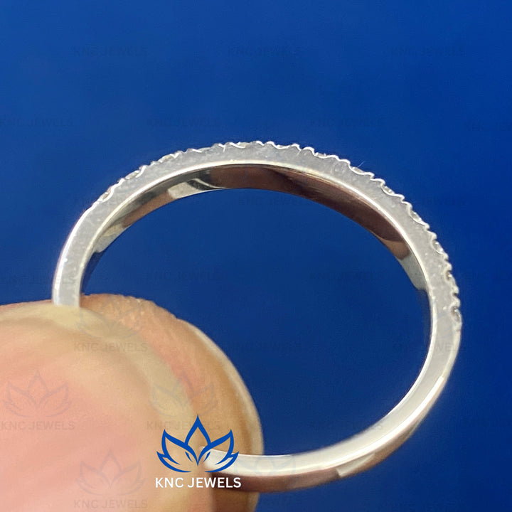 14K White Gold Lab-Grown Diamond Wedding Band: Full Eternity Stacking Ring