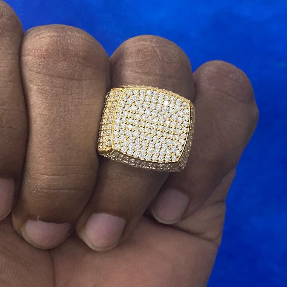 Moissanite Mens Ring 925 Sterling Silver 8.5ctw Hip Hop Iced Out VVS1 Wedding Band Statement Ring Boyfriend Gift For Him