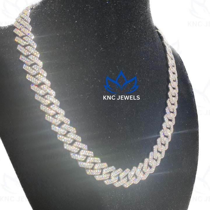 Lab Grown Diamond Cuban Link Necklace: Iced Out 925 Silver Unisex Chain
