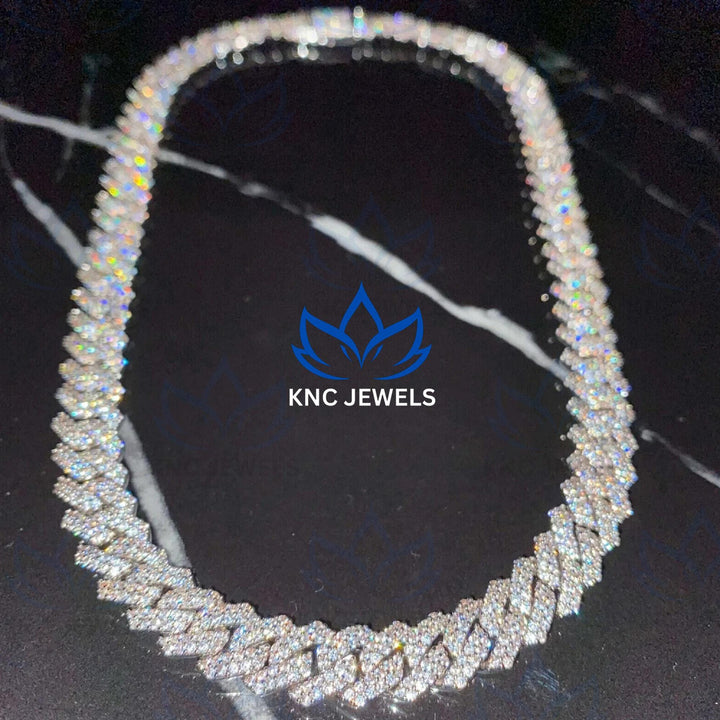 Lab Grown Diamond Cuban Link Chain: Iced 925 Silver Miami Necklace