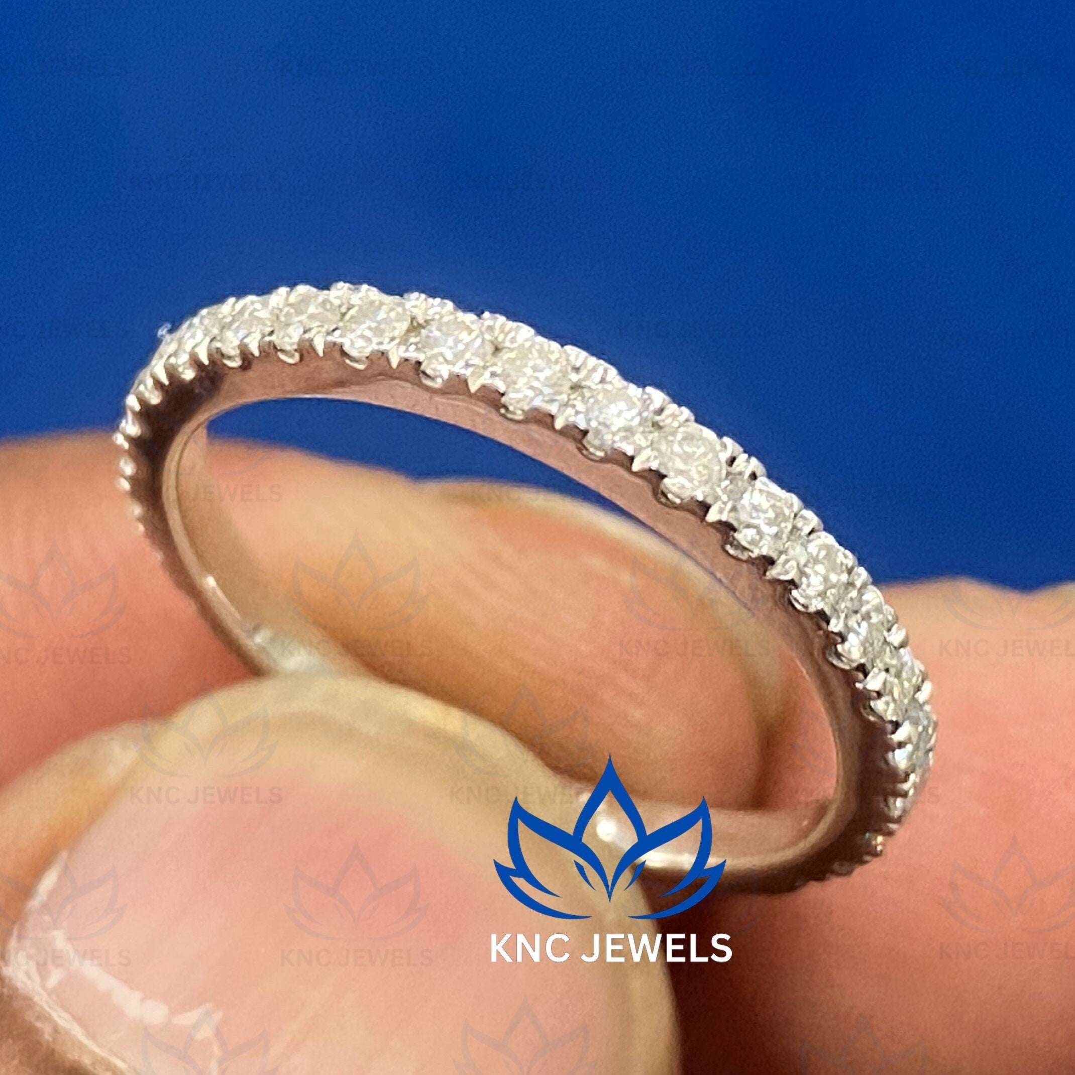 Lab Grown Diamond Eternity Band: 14K White Gold Bridal Wedding Ring