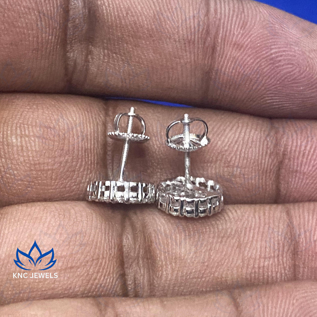 Moissanite Stud Earrings: Round Cut 14K White Gold Bridal Earrings