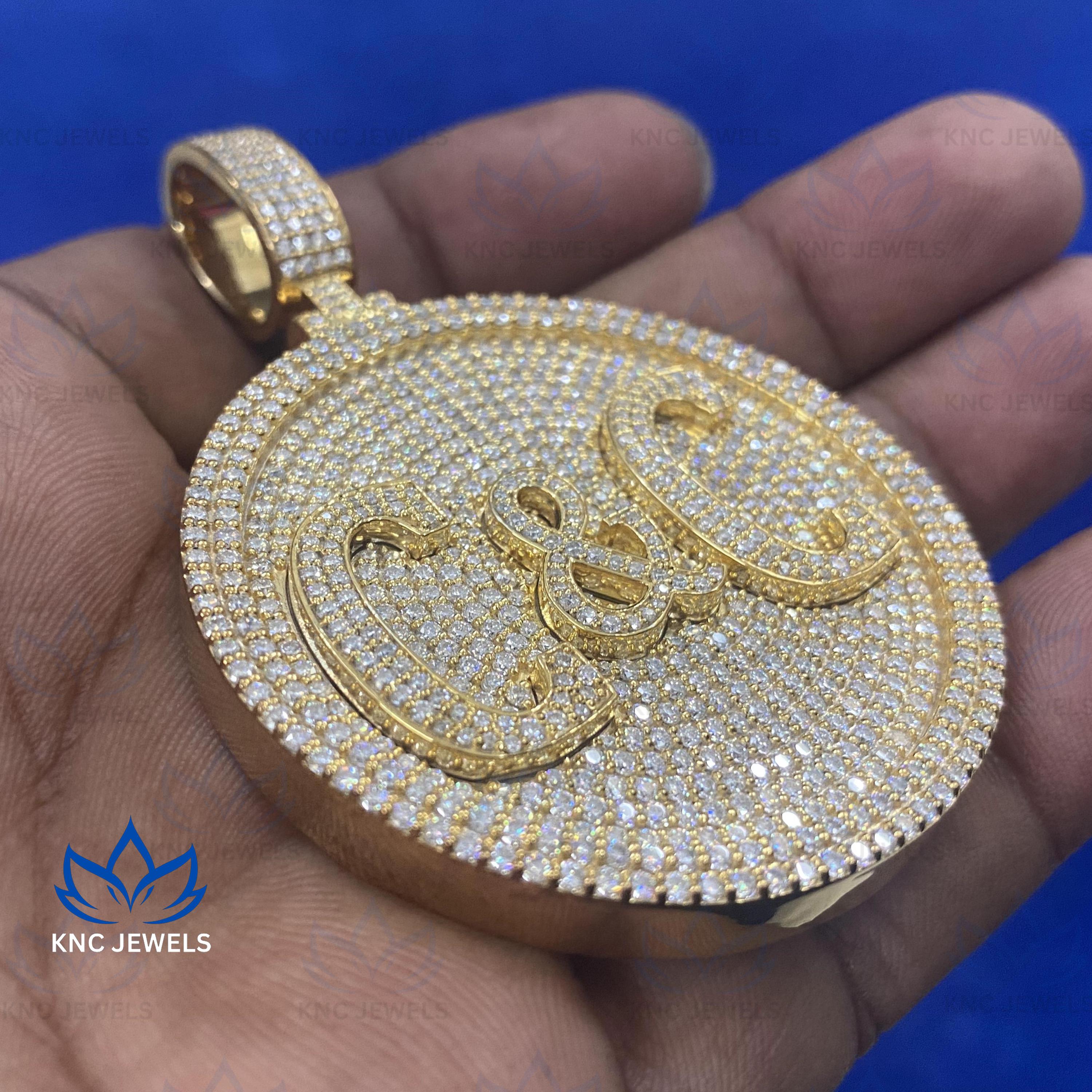 Lab Grown Diamond Initial Pendant: Iced Out Hip Hop Style, Sterling Silver