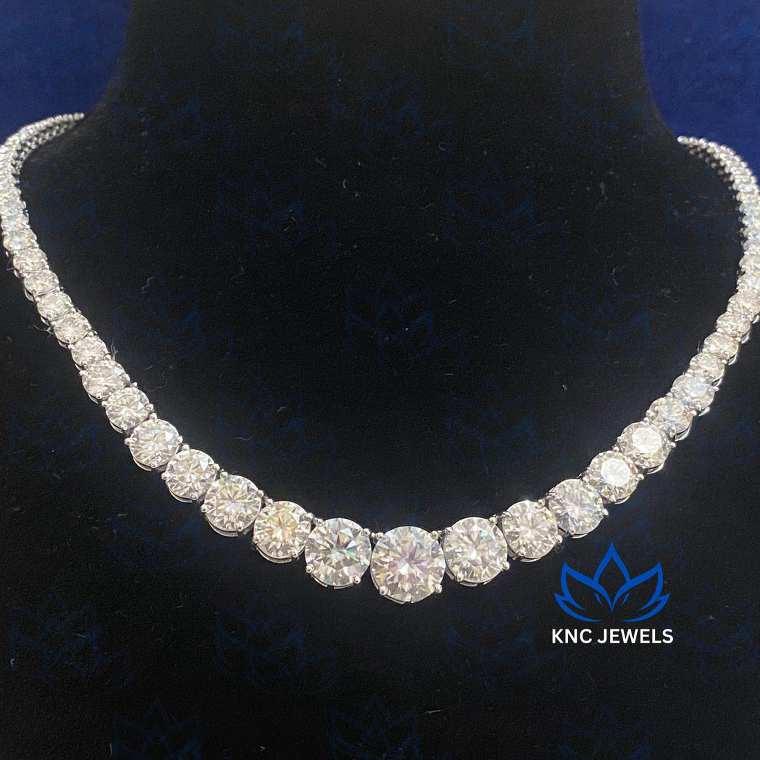 Sterling Silver 40ctw Moissanite Graduated Tennis Necklace