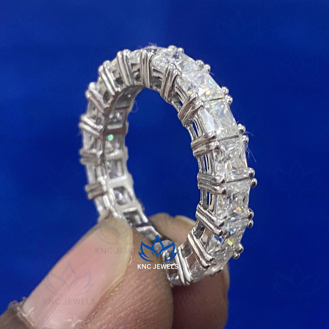 Princess Cut Lab Grown Diamond Eternity Band, 7.00 CTW IGLA Certified Wedding Ring, 14K Gold Platinum or Silver, Anniversary Gift for Her
