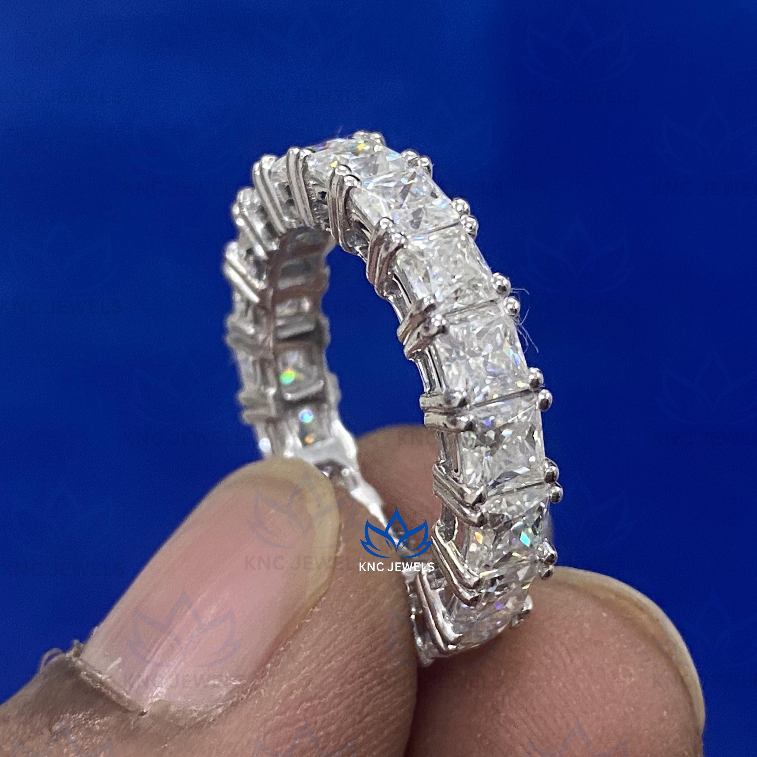 Princess Cut Lab Grown Diamond Eternity Band, 7.00 CTW IGLA Certified Wedding Ring, 14K Gold Platinum or Silver, Anniversary Gift for Her