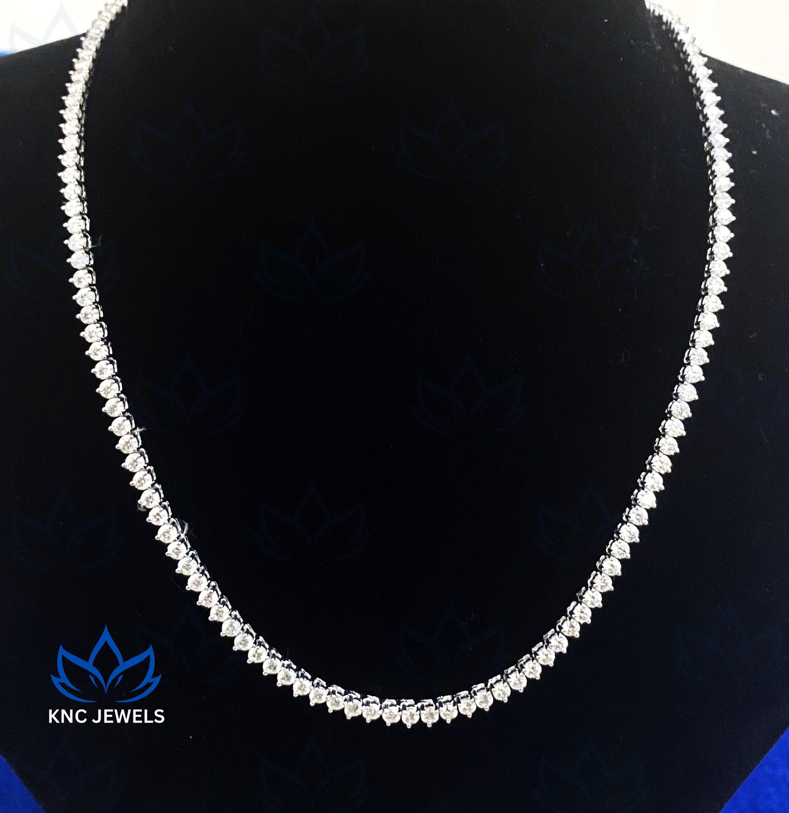Lab Grown Diamond Tennis Necklace, Sterling Silver, Anniversary Gift