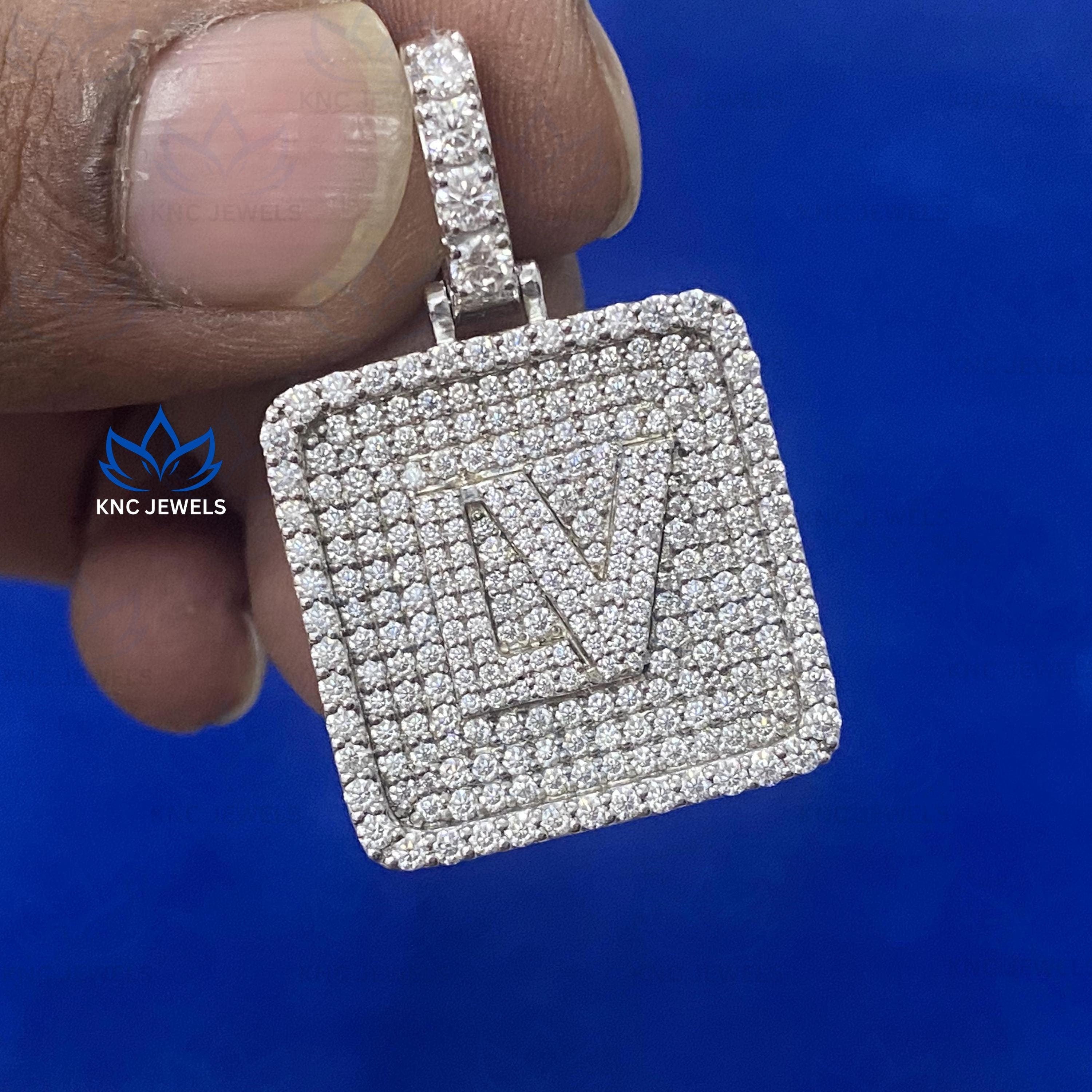 Lab Grown Diamond Initial Pendant: Iced Out Sterling Silver Hip Hop Jewelry