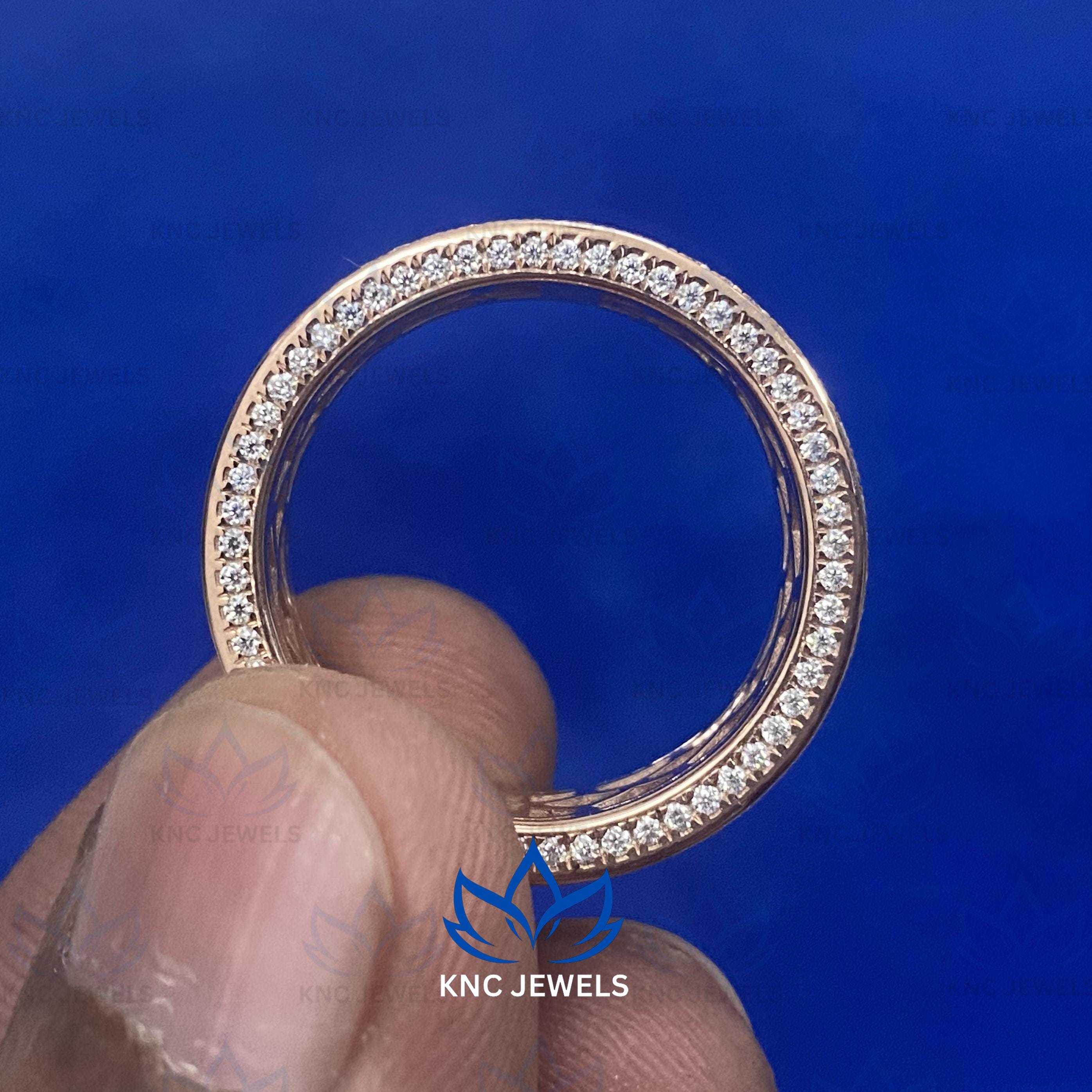 Moissanite Mens Wedding Band 14K Rose Gold Eternity Ring Band for Men Anniversary Ring Husband Gift