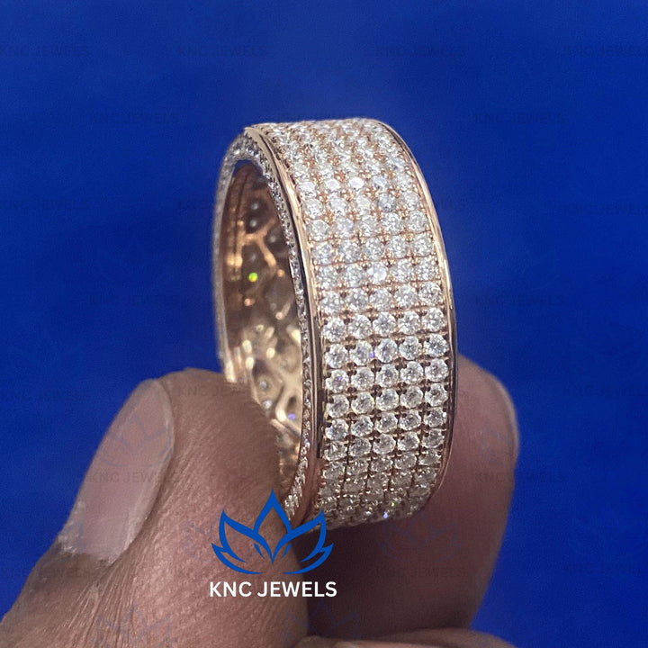 Men's Lab Grown Diamond Eternity Band | 14K Rose Gold Full Diamond Wedding Ring | CVD Diamond Anniversary Gift Husband