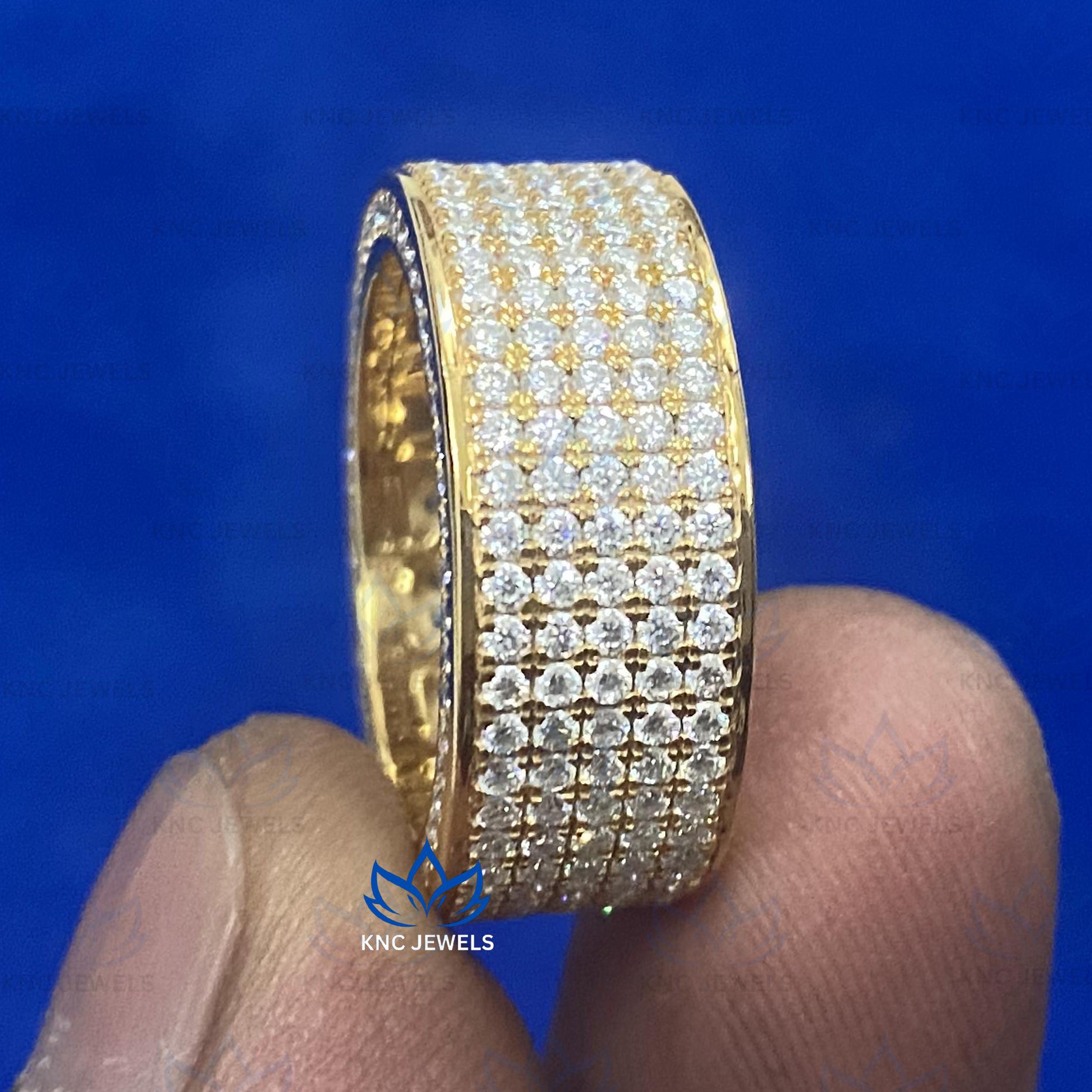 Lab Grown Diamond Eternity Band: Sterling Silver Men's Wedding Ring