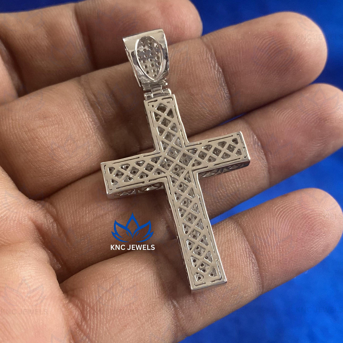 Moissanite Cross Pendant: Sterling Silver Pave Jesus Necklace