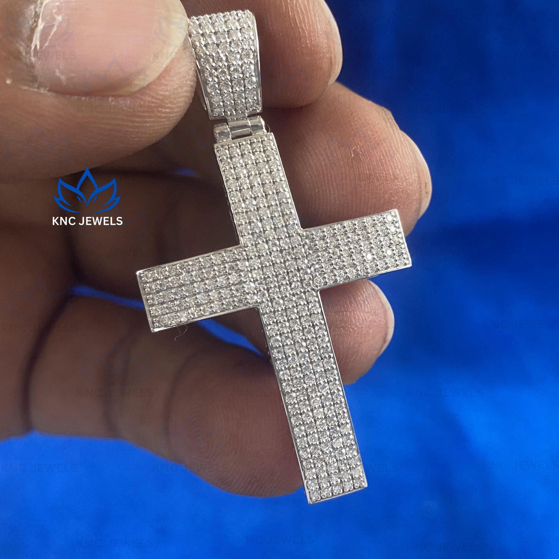 Lab Grown Diamond Cross Pendant: Sterling Silver Hip Hop Jewelry