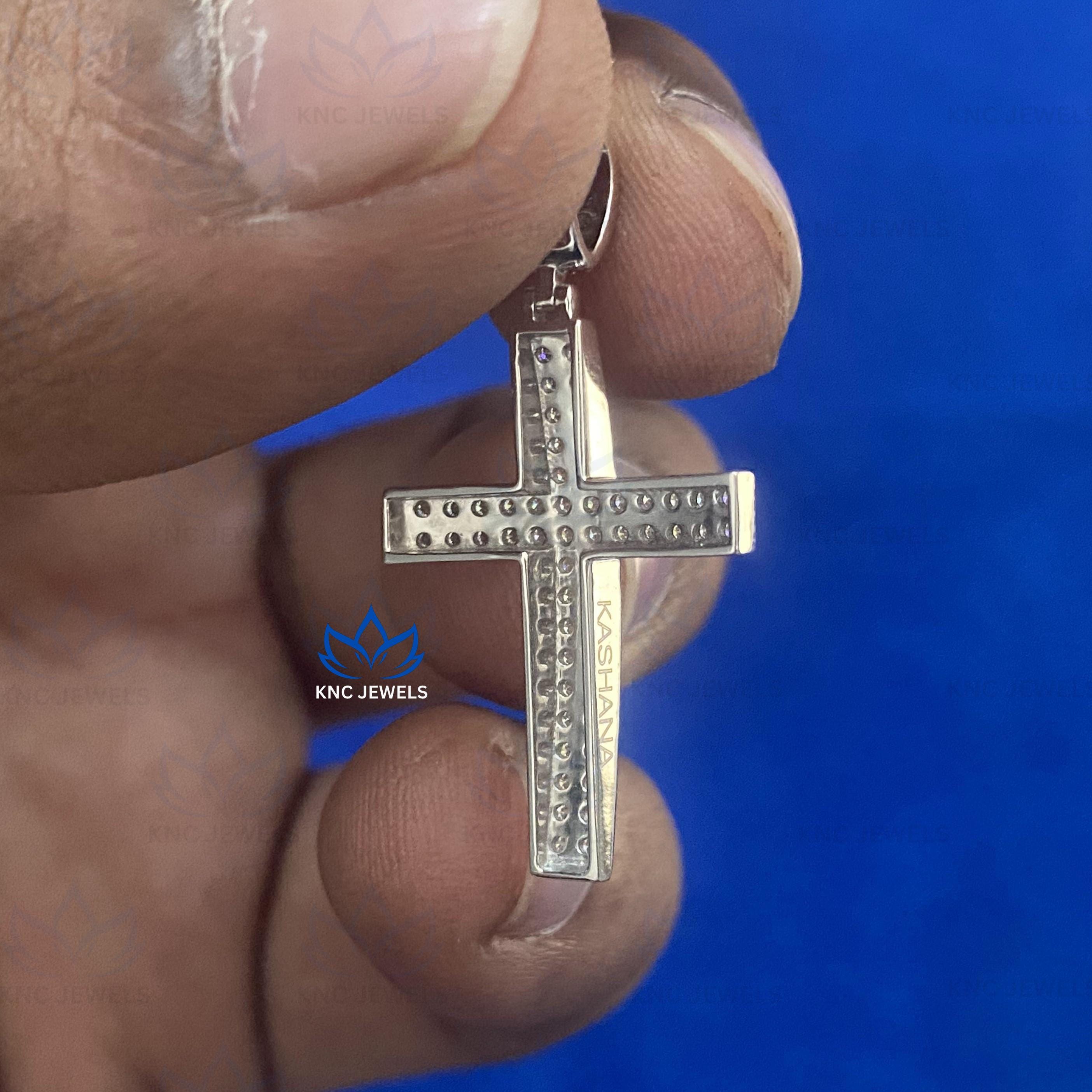 Moissanite Cross Pendant: Sterling Silver Gothic Necklace