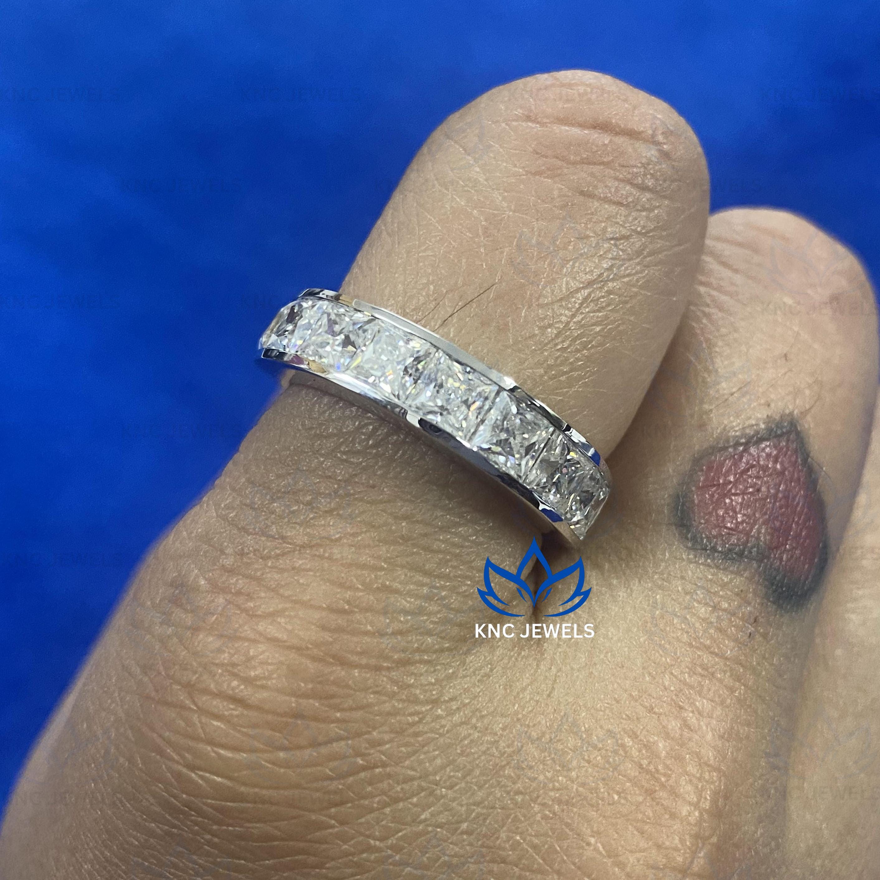 Princess Cut Lab Grown Diamond Wedding Band, 1.50 Carat Eternity Ring, Women's Anniversary Band, White Gold Bridal Ring, Stackable Band