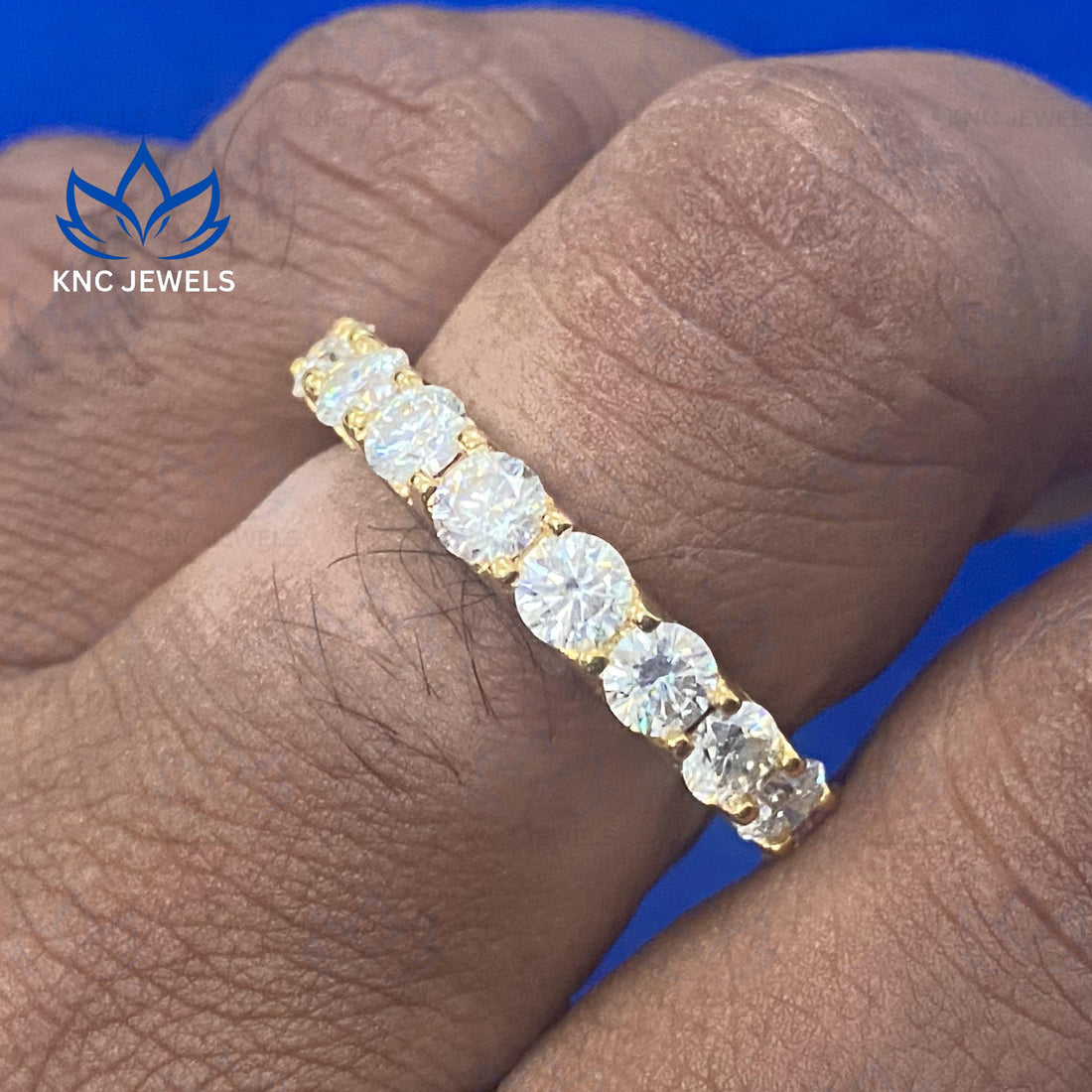 4.2ct Moissanite Womens Eternity Band in 14K Yellow Gold Wedding Anniversary Ring