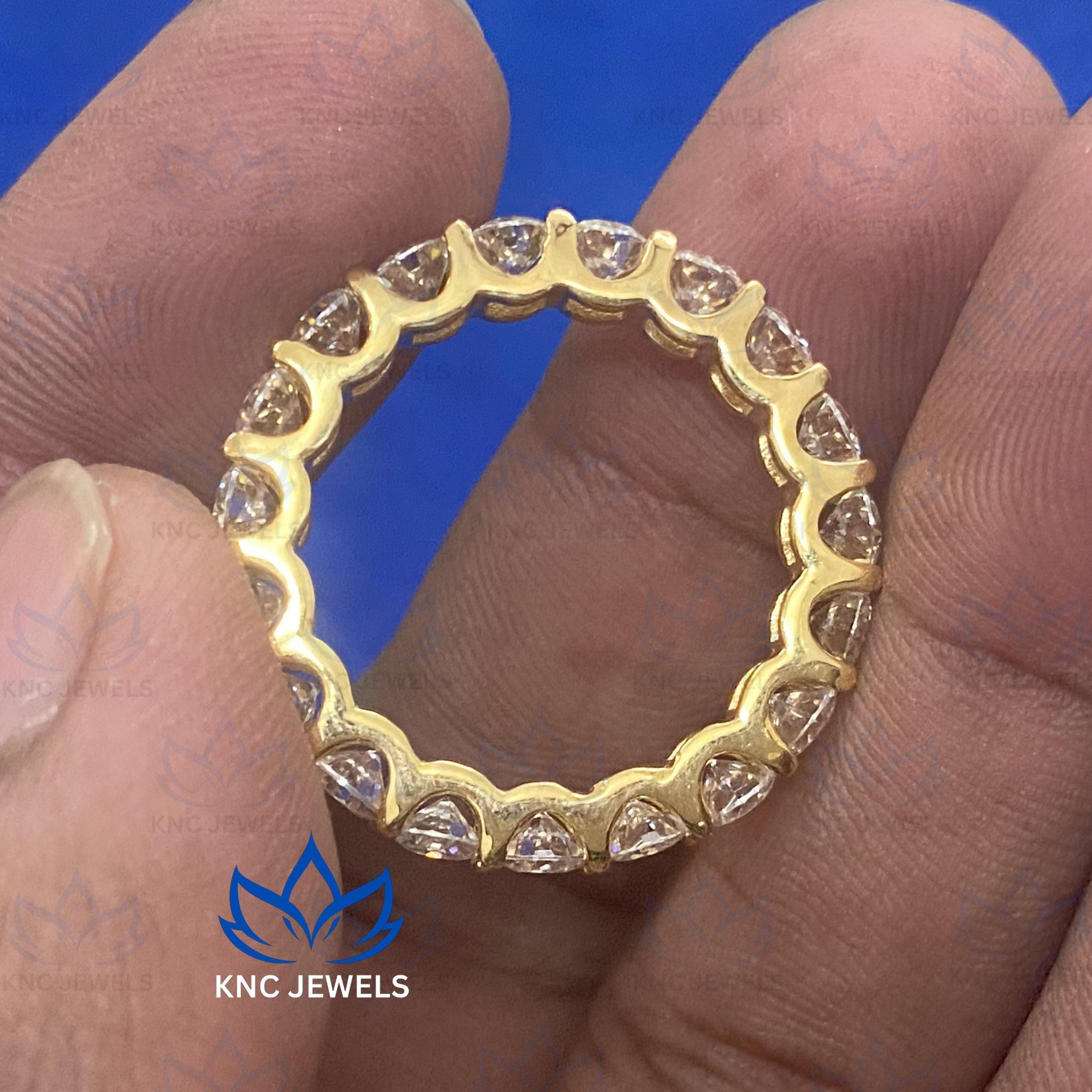 4.2ct Moissanite Womens Eternity Band in 14K Yellow Gold Wedding Anniversary Ring