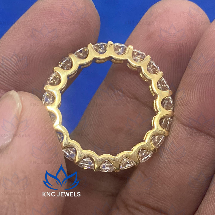 4.2ct Moissanite Womens Eternity Band in 14K Yellow Gold Wedding Anniversary Ring