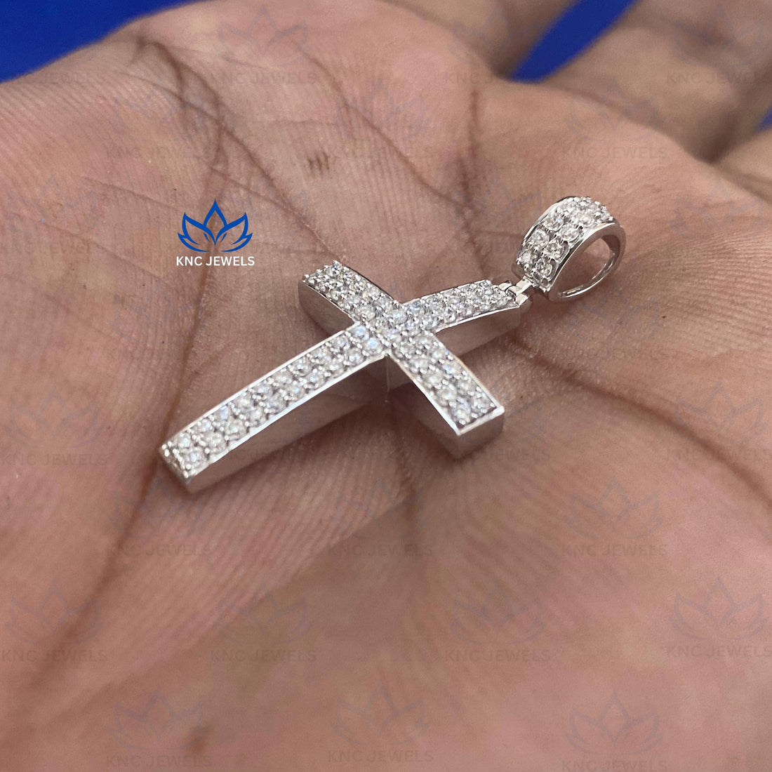 Lab Grown Diamond Cross Pendant: Sterling Silver CVD Necklace