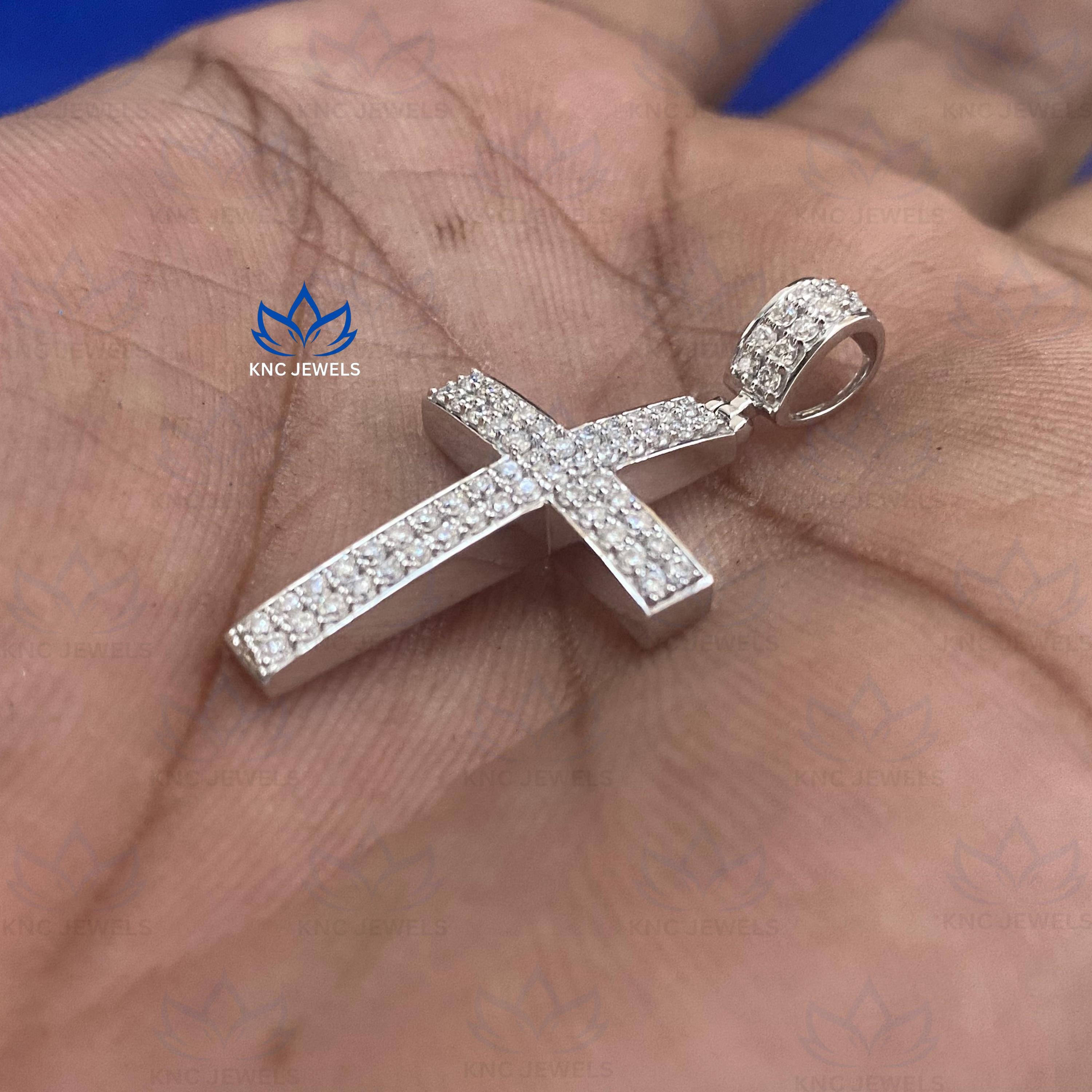 Moissanite Cross Pendant: Sterling Silver Gothic Necklace