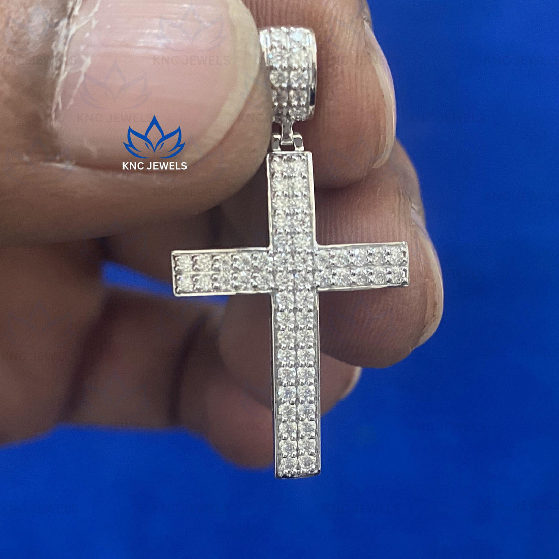 Moissanite Cross Pendant: Sterling Silver Gothic Necklace
