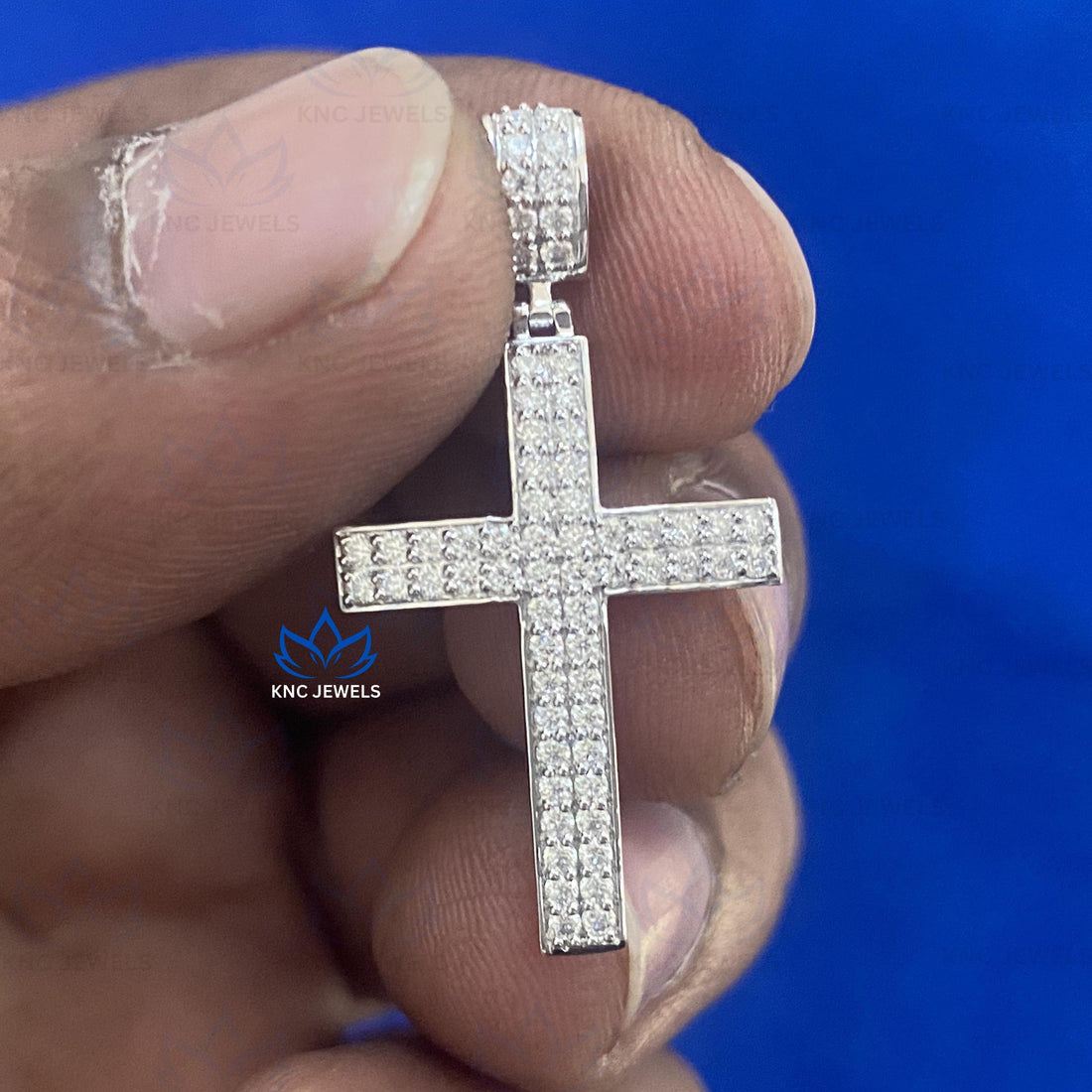 Lab Grown Diamond Cross Pendant: Sterling Silver CVD Necklace