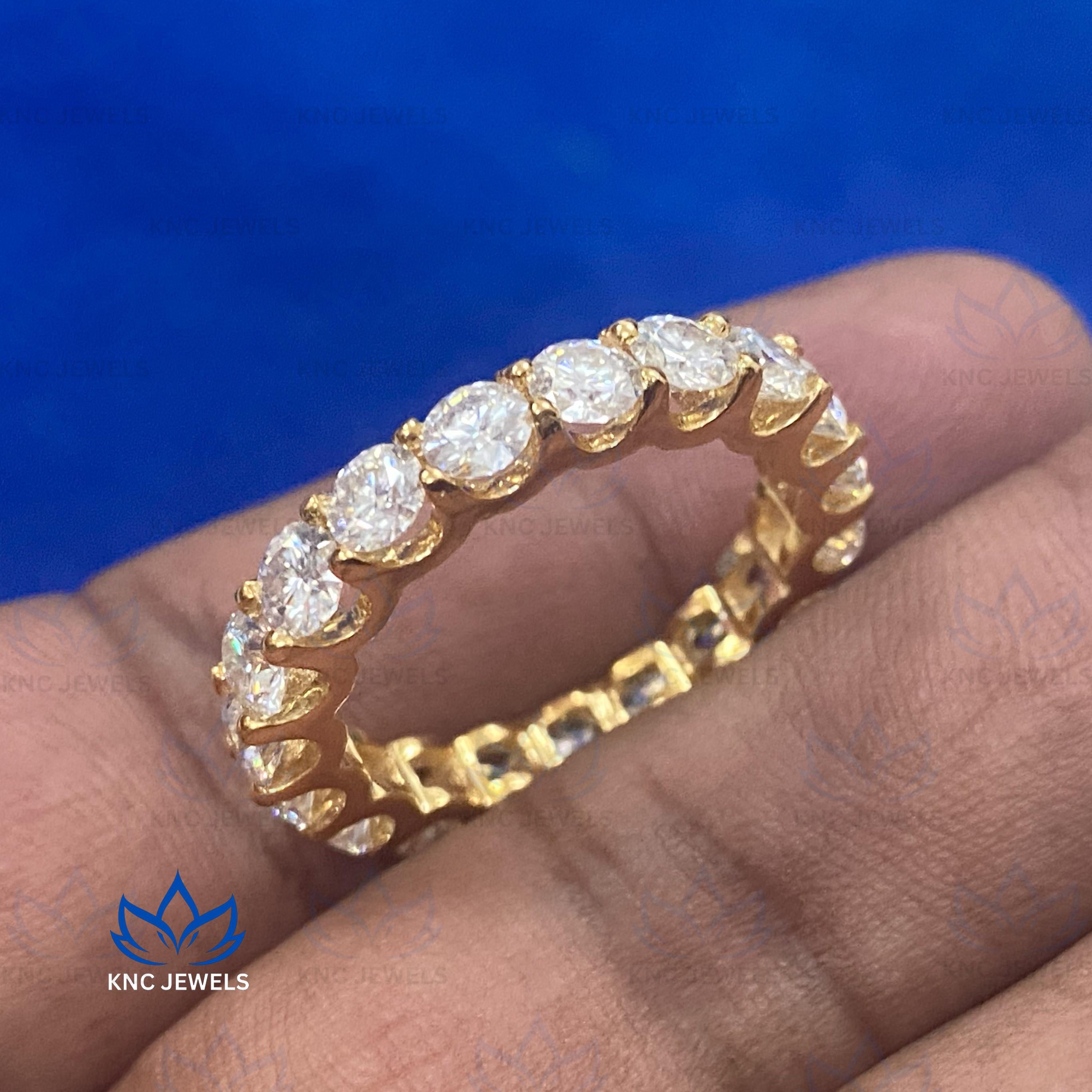 4.2ct Moissanite Womens Eternity Band in 14K Yellow Gold Wedding Anniversary Ring