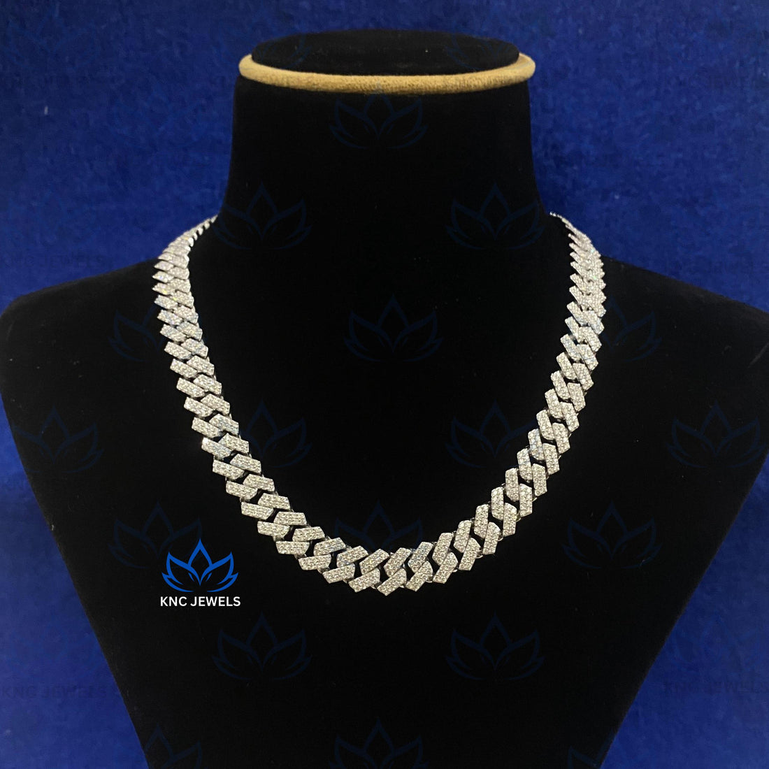 Iced Out Lab Diamond Cuban Necklace: 925 Silver Miami Chain