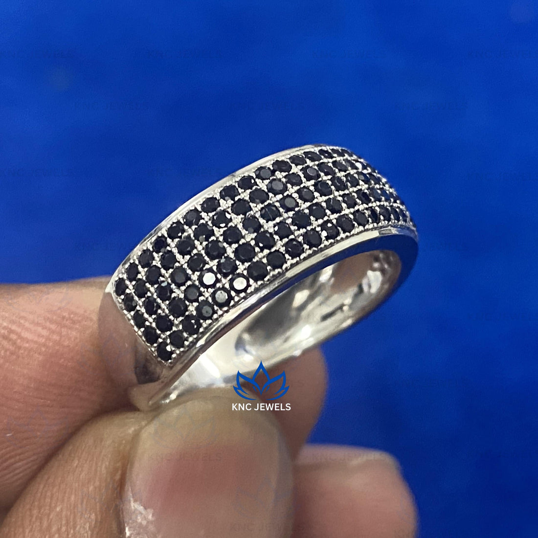 Black Moissanite Eternity Band: Sterling Silver Wedding Ring