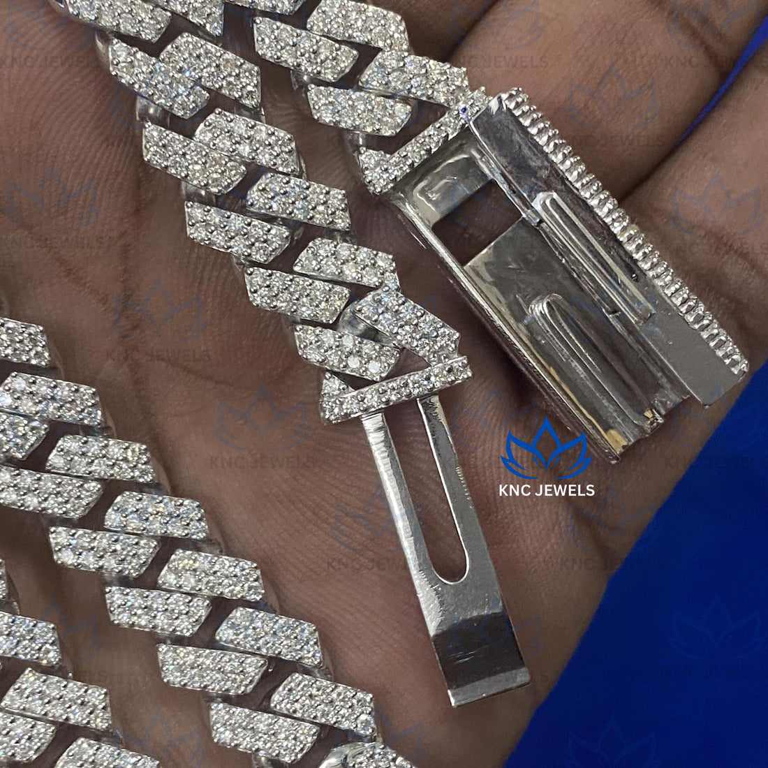 Iced Out Lab Diamond Cuban Necklace: 925 Silver Miami Chain