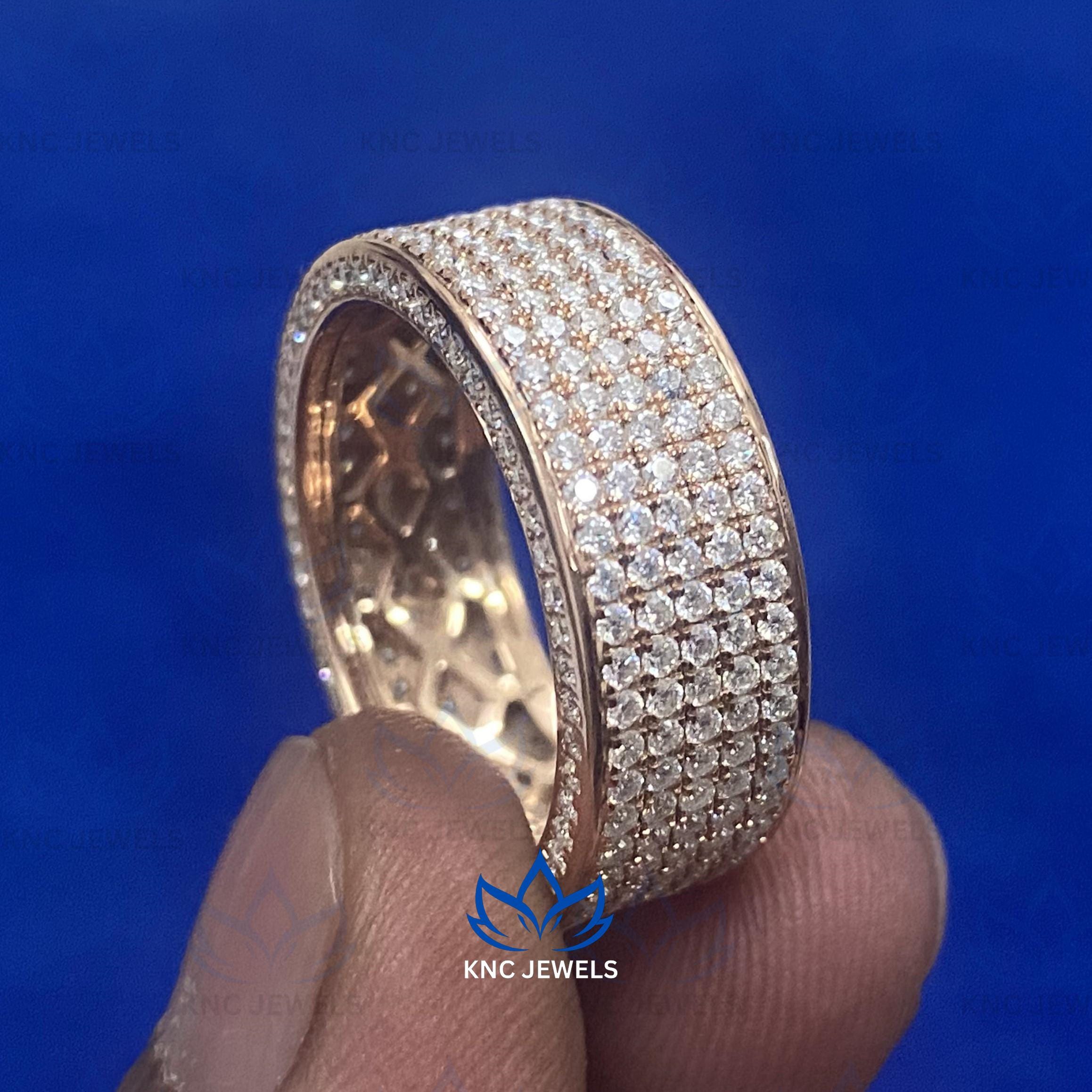 Men's Lab Grown Diamond Eternity Band | 14K Rose Gold Full Diamond Wedding Ring | CVD Diamond Anniversary Gift Husband