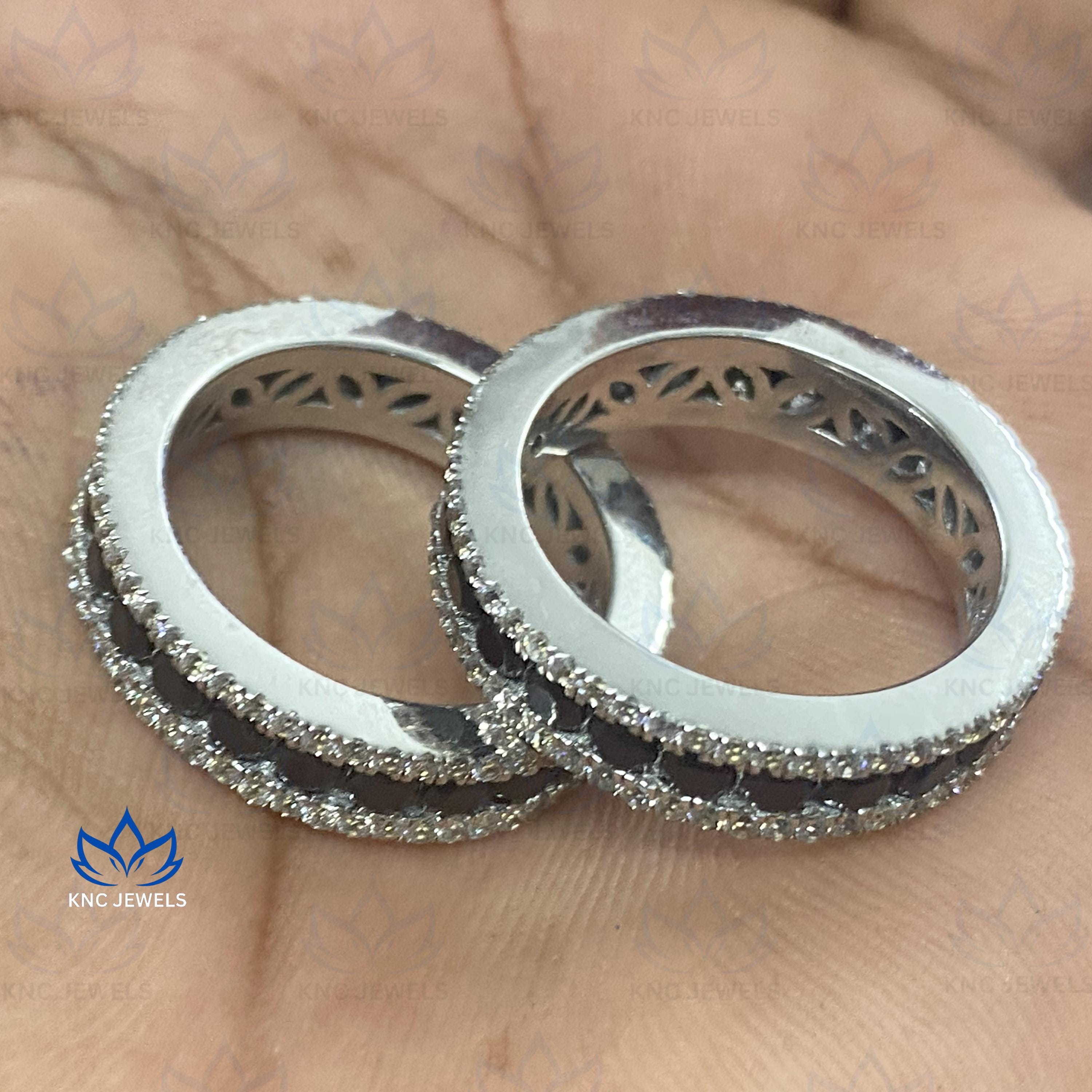 Lab Grown Diamond & Black Moissanite Eternity Band: Black Plated 925 Sterling Silver