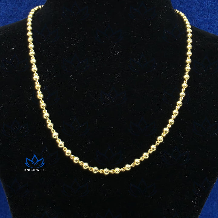 4mm Round Ball Chain Necklace, 925 Sterling Silver, Gold Plated Vermeil, Unisex Beaded Chain, Adjustable 15-24 Inch, Gift for Her or Him