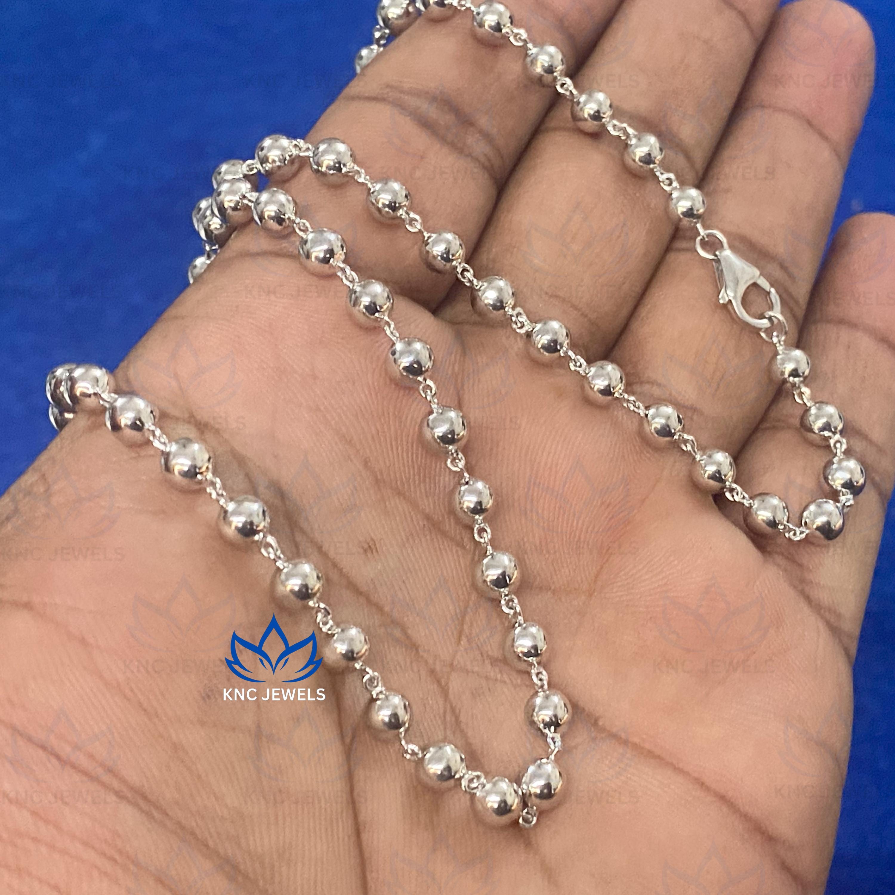 4mm Sterling Silver Ball Chain, Georgian Style Ball Necklace