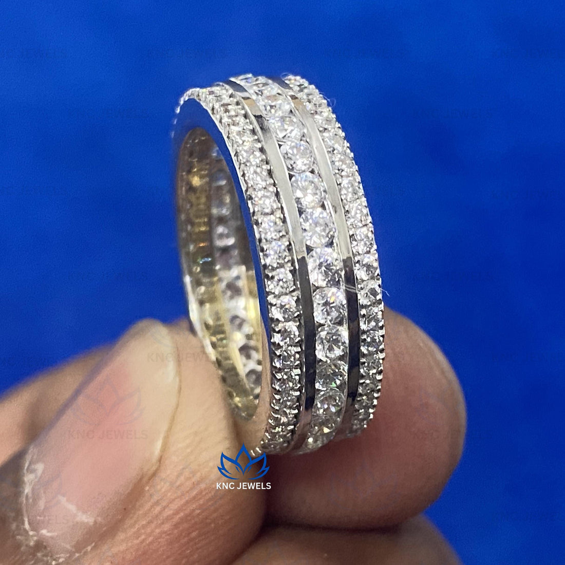 2 CT Lab Grown Diamond Eternity Band: 14K White Gold Wedding Ring