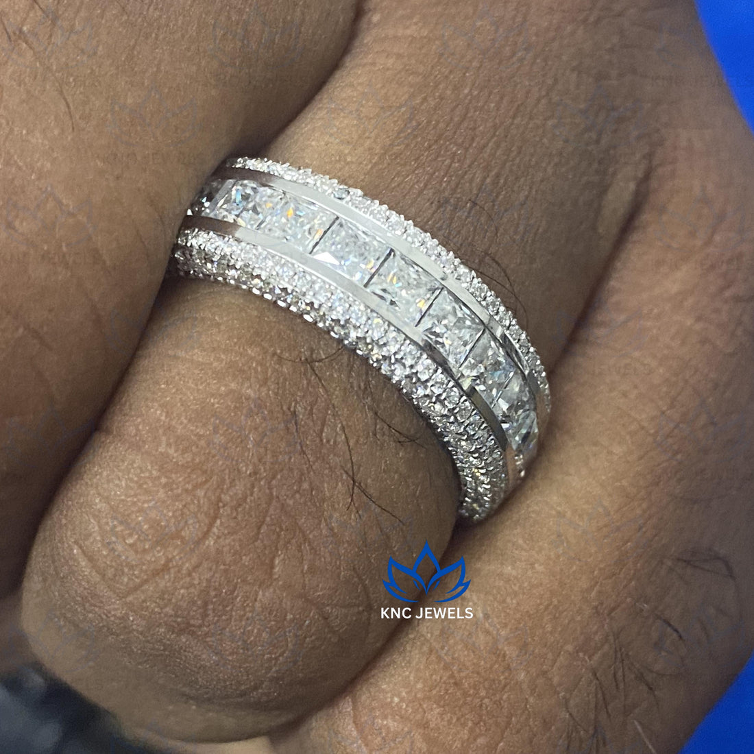 Princess Cut Moissanite Full Eternity Wedding Band 925 Silver VVS1 Stackable Bridal Ring Anniversary Gift for Women