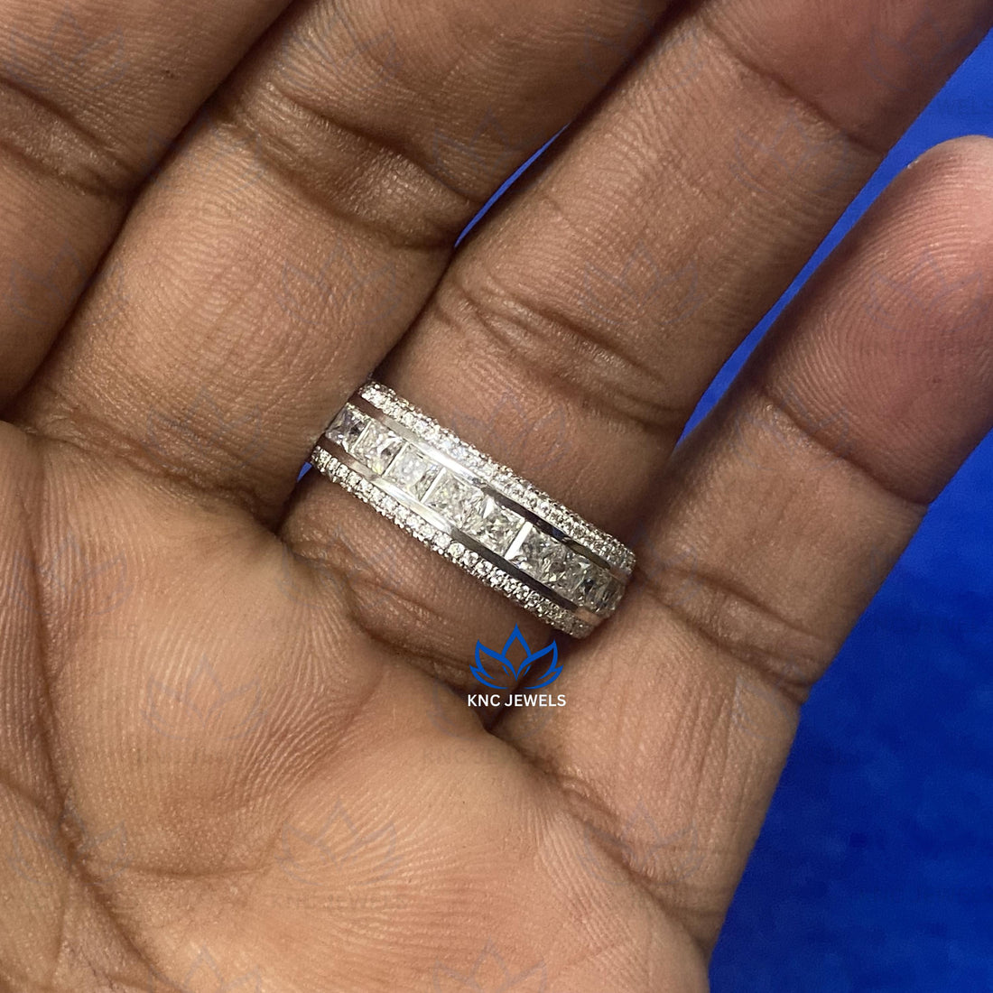 Princess Cut Moissanite Full Eternity Wedding Band 925 Silver VVS1 Stackable Bridal Ring Anniversary Gift for Women